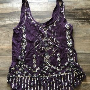 EXPRESS tank top size small. Purple with silver sequin